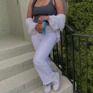 Denim Forum Women’s Farrah Wide Leg White Jeans